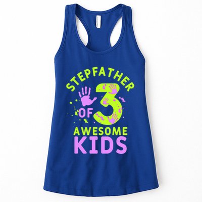 Stepfather Of 3 Awesome Stepdad Fathers Day Step Dad Gift Womens Tank Top