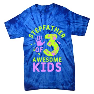 Stepfather Of 3 Awesome Stepdad Fathers Day Step Dad Gift Tie-Dye T-Shirt