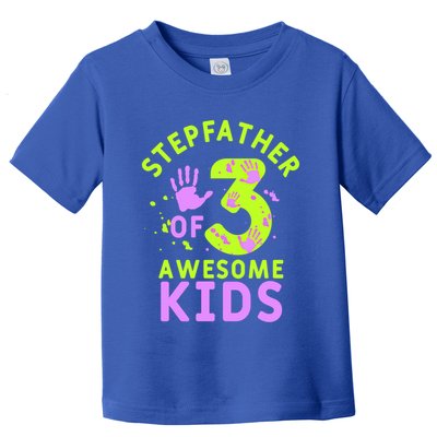 Stepfather Of 3 Awesome Stepdad Fathers Day Step Dad Gift Toddler T-Shirt