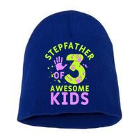 Stepfather Of 3 Awesome Stepdad Fathers Day Step Dad Gift Short Acrylic Beanie