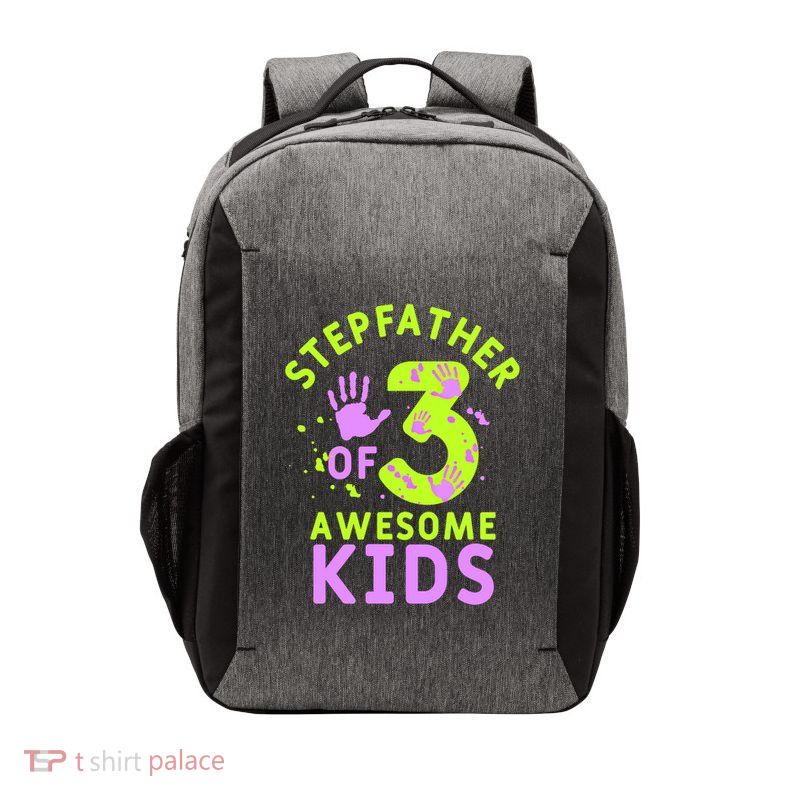 Stepfather Of 3 Awesome Stepdad Fathers Day Step Dad Gift Vector Backpack