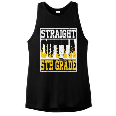 Straight Outta 5th Grade Graduation Teachers Ladies PosiCharge Tri-Blend Wicking Tank