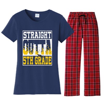 Straight Outta 5th Grade Graduation Teachers Women's Flannel Pajama Set