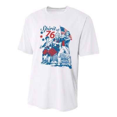 Spirit Of 76 Patriotic Vintage 4th Of July Youth Performance Sprint T-Shirt