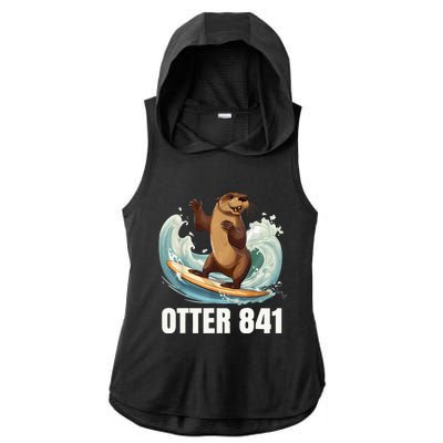 Surfing Otter 841 California Sea Otter 841 Ladies PosiCharge Tri-Blend Wicking Draft Hoodie Tank