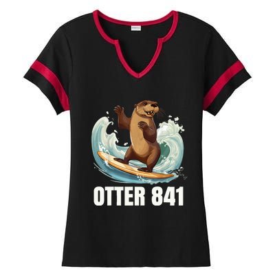 Surfing Otter 841 California Sea Otter 841 Ladies Halftime Notch Neck Tee