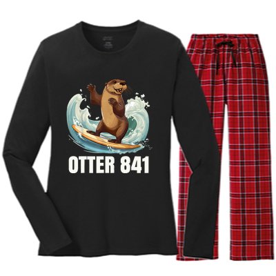 Surfing Otter 841 California Sea Otter 841 Women's Long Sleeve Flannel Pajama Set 