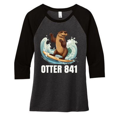 Surfing Otter 841 California Sea Otter 841 Women's Tri-Blend 3/4-Sleeve Raglan Shirt