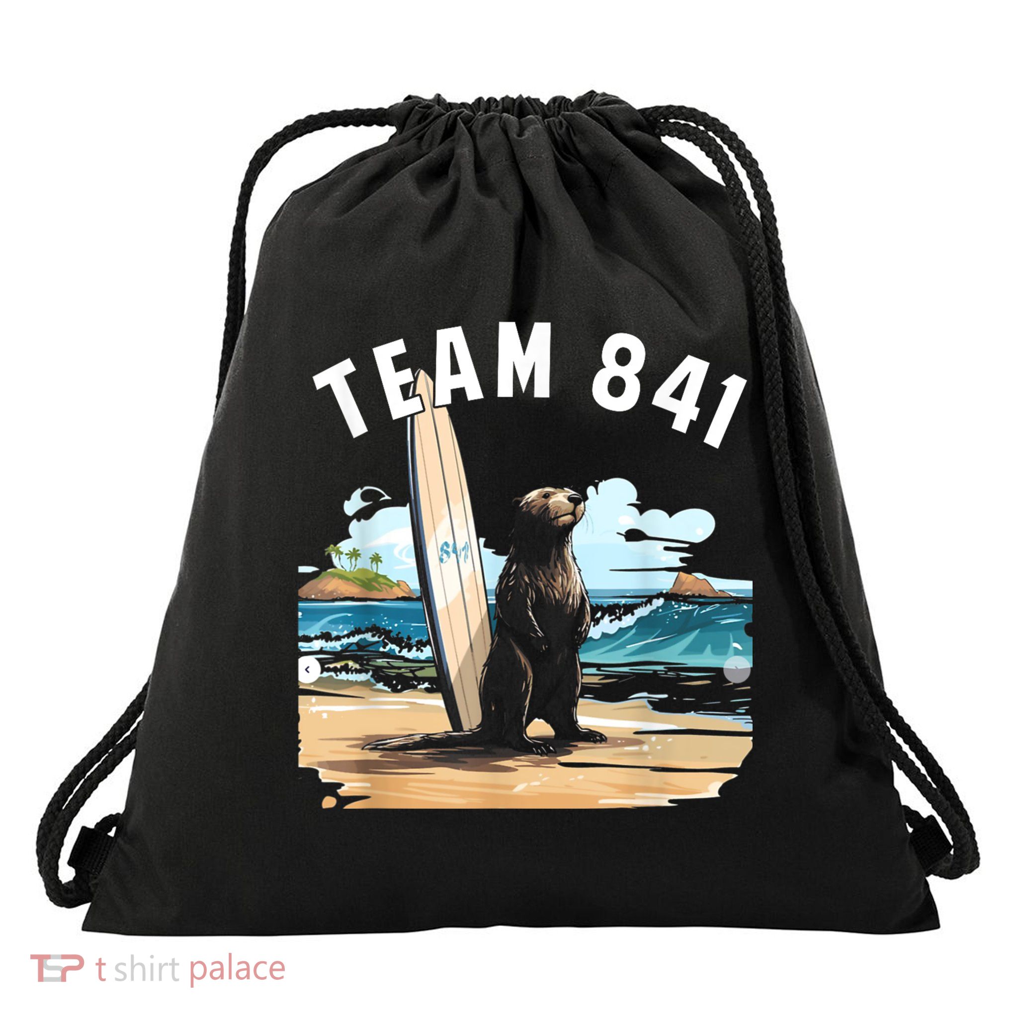 Surfing Otter 841 Otter My Way California Sea Otter Drawstring Bag