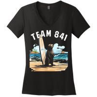Surfing Otter 841 Otter My Way California Sea Otter Women's V-Neck T-Shirt