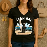 Surfing Otter 841 Otter My Way California Sea Otter Women's V-Neck T-Shirt