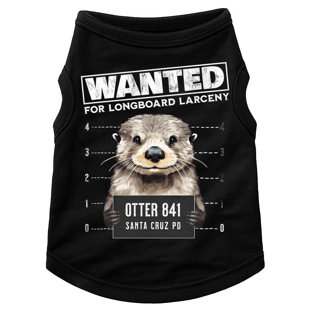 Surfing Otter 841 Wanted For Long Board Larceny Funny Cali Doggie Tank