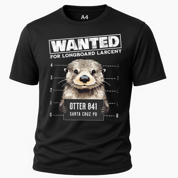 Surfing Otter 841 Wanted For Long Board Larceny Funny Cali Cooling Performance Crew T-Shirt