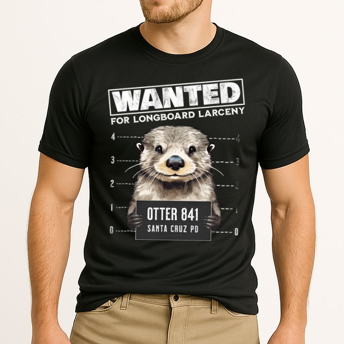 Surfing Otter 841 Wanted For Long Board Larceny Funny Cali Cooling Performance Crew T-Shirt