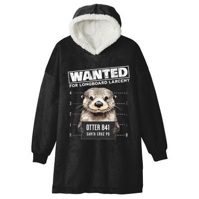 Surfing Otter 841 Wanted For Long Board Larceny Funny Cali Hooded Wearable Blanket