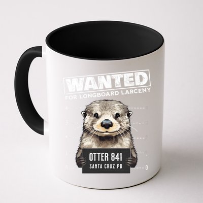 Surfing Otter 841 Wanted For Long Board Larceny Funny Cali Mug