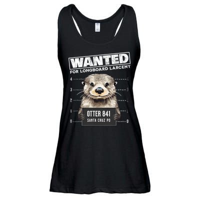 Surfing Otter 841 Wanted For Long Board Larceny Funny Cali Ladies Essential Flowy Tank