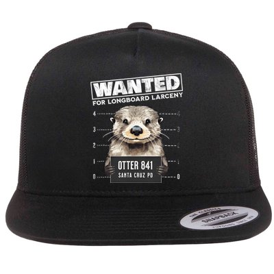 Surfing Otter 841 Wanted For Long Board Larceny Funny Cali Flatbill Hat