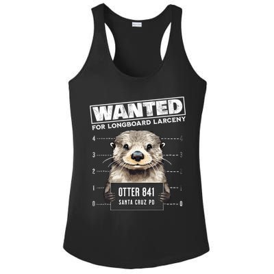 Surfing Otter 841 Wanted For Long Board Larceny Funny Cali Ladies PosiCharge Competitor Racerback Tank