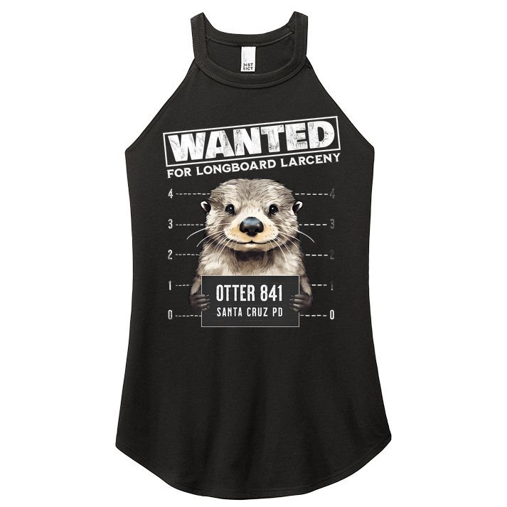 Surfing Otter 841 Wanted For Long Board Larceny Funny Cali Women's Perfect Tri Rocker Tank