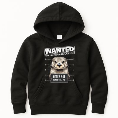 Surfing Otter 841 Wanted For Long Board Larceny Funny Cali Kids Hoodie