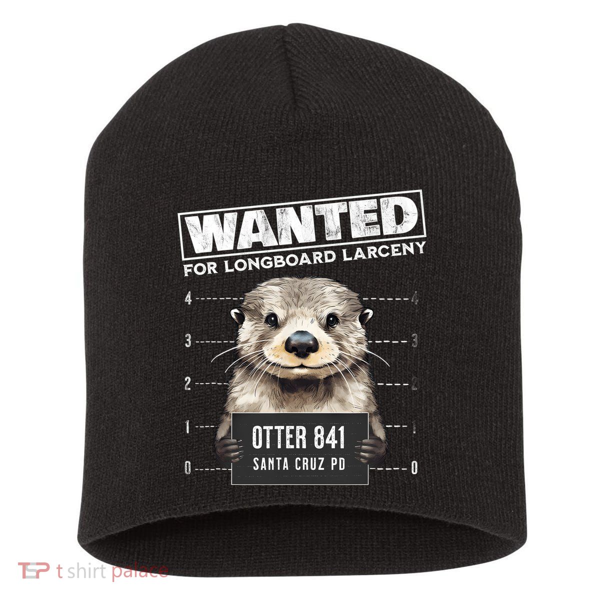 Surfing Otter 841 Wanted For Long Board Larceny Funny Cali Short Acrylic Beanie