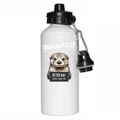 Surfing Otter 841 Wanted For Long Board Larceny Funny Cali Aluminum Water Bottle