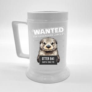 Surfing Otter 841 Wanted For Long Board Larceny Funny Cali Beer Stein