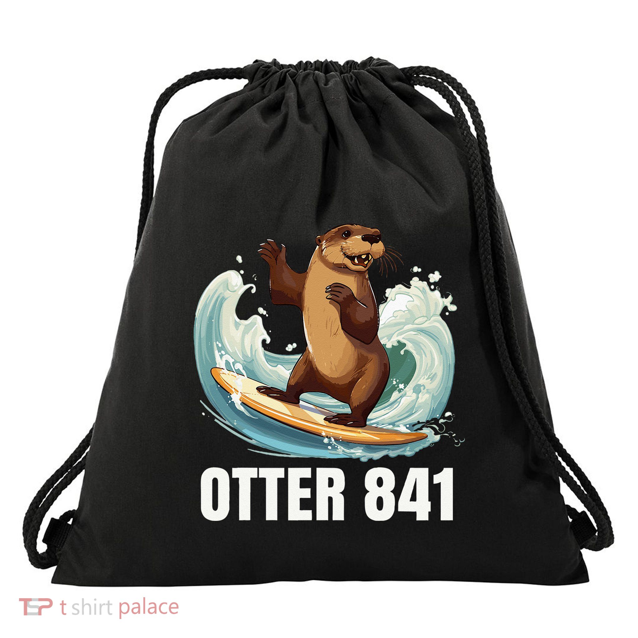 Surfing Otter 841 California Sea Otter 841 Drawstring Bag