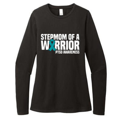 Stepmom Of A Warrior Teal Ribbon Ptsd Awareness Gift Womens CVC Long Sleeve Shirt