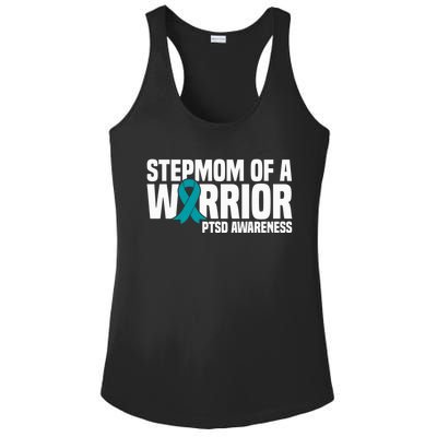 Stepmom Of A Warrior Teal Ribbon Ptsd Awareness Gift Ladies PosiCharge Competitor Racerback Tank