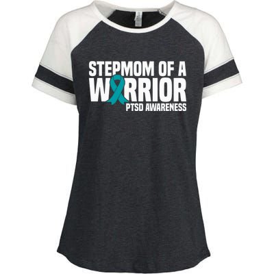 Stepmom Of A Warrior Teal Ribbon Ptsd Awareness Gift Enza Ladies Jersey Colorblock Tee