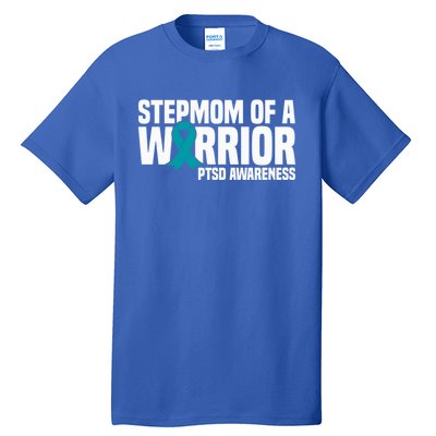 Stepmom Of A Warrior Teal Ribbon Ptsd Awareness Gift Tall T-Shirt