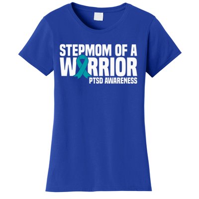 Stepmom Of A Warrior Teal Ribbon Ptsd Awareness Gift Women's T-Shirt