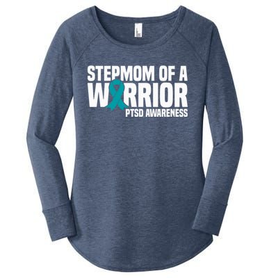 Stepmom Of A Warrior Teal Ribbon Ptsd Awareness Gift Women's Perfect Tri Tunic Long Sleeve Shirt