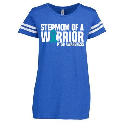 Stepmom Of A Warrior Teal Ribbon Ptsd Awareness Gift Enza Ladies Jersey Football T-Shirt