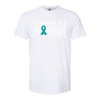 Stepmom Of A Warrior Teal Ribbon Ptsd Awareness Gift Softstyle® CVC T-Shirt