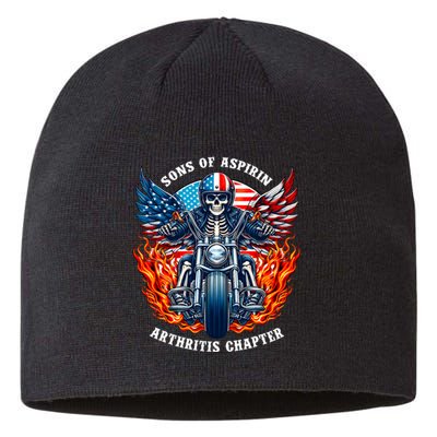 Sons Of Aspirin Arthritis Chapter Skeleton Motorcycle Rider Sustainable Beanie