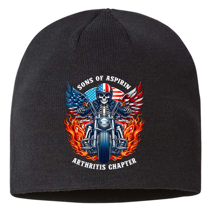 Sons Of Aspirin Arthritis Chapter Skeleton Motorcycle Rider Sustainable Beanie