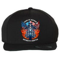 Sons Of Aspirin Arthritis Chapter Skeleton Motorcycle Rider Wool Snapback Cap