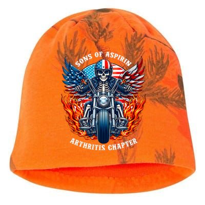 Sons Of Aspirin Arthritis Chapter Skeleton Motorcycle Rider Kati - Camo Knit Beanie