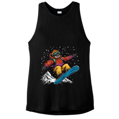 Sloth On A Snowboard Snowboarding Ladies PosiCharge Tri-Blend Wicking Tank