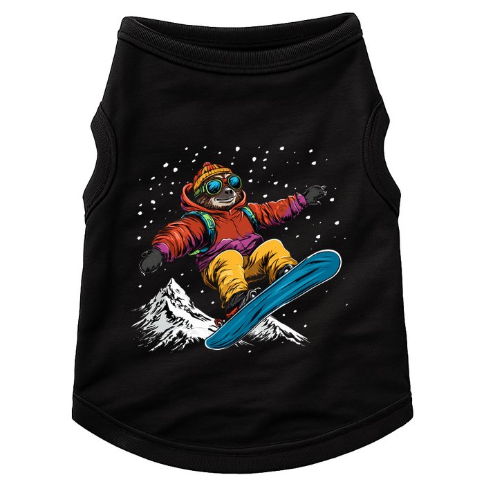 Sloth On A Snowboard Snowboarding Doggie Tank