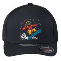 Sloth On A Snowboard Snowboarding Flexfit Unipanel Trucker Cap