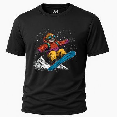 Sloth On A Snowboard Snowboarding Performance Shirt