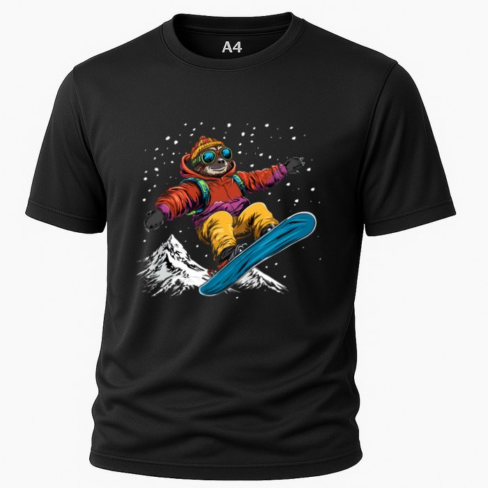 Sloth On A Snowboard Snowboarding Performance Shirt