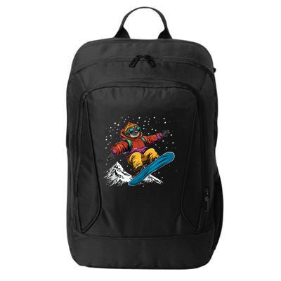 Sloth On A Snowboard Snowboarding City Backpack