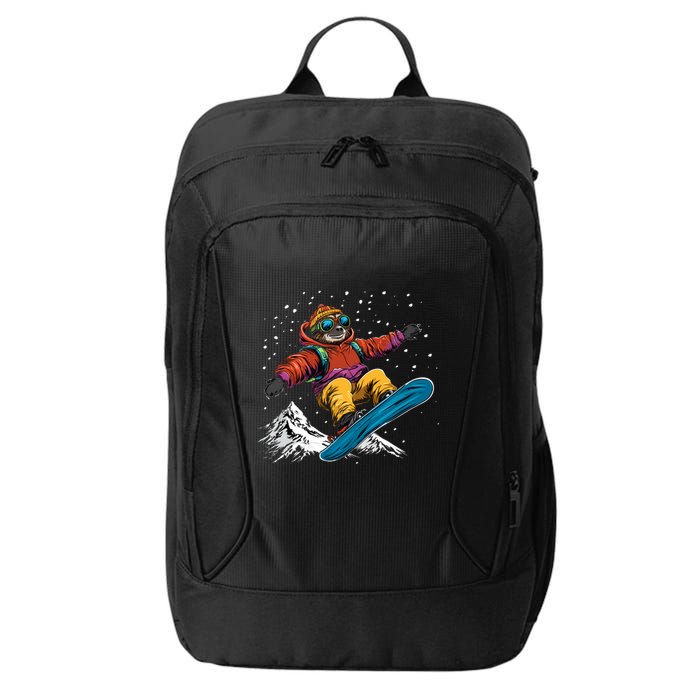 Sloth On A Snowboard Snowboarding City Backpack