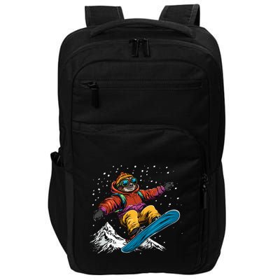 Sloth On A Snowboard Snowboarding Impact Tech Backpack