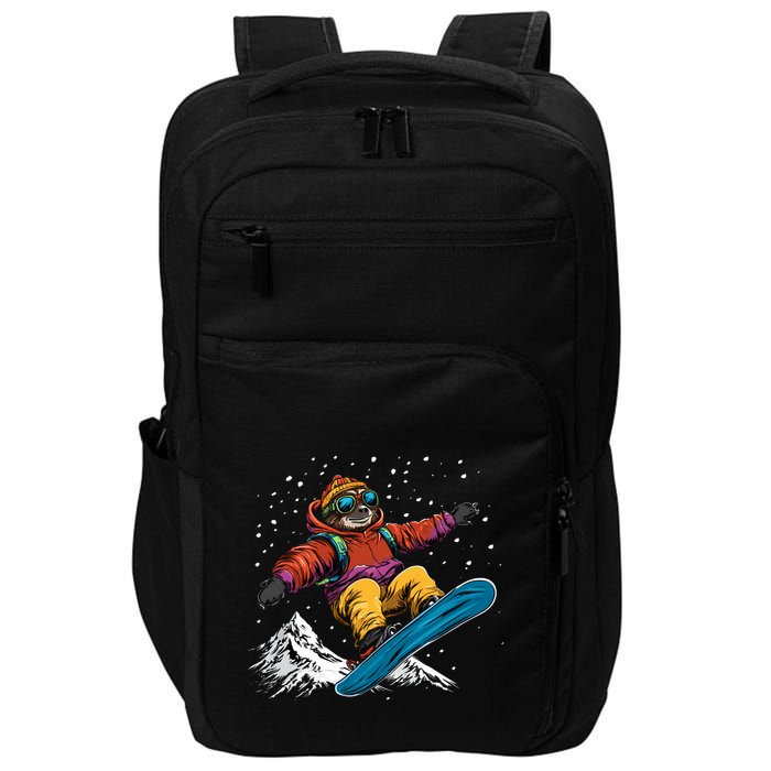Sloth On A Snowboard Snowboarding Impact Tech Backpack